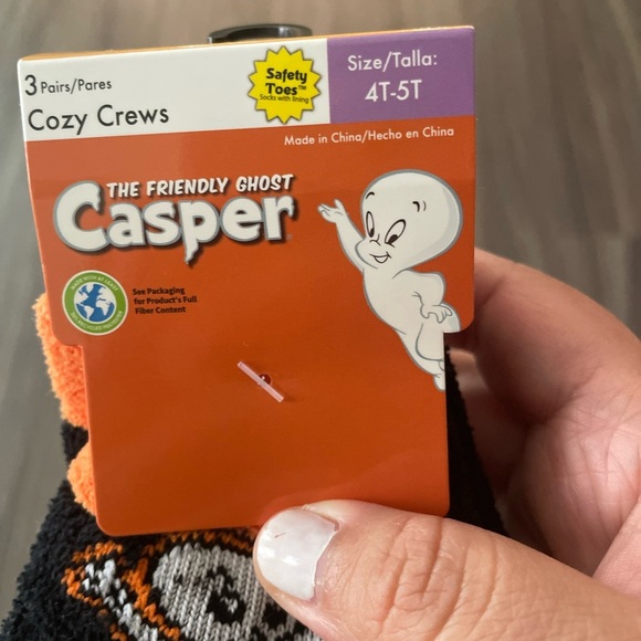Casper The Friendly Ghost Black and Orange Cozy Crew Socks size 4T/5T-NWT - Picture 4 of 5
